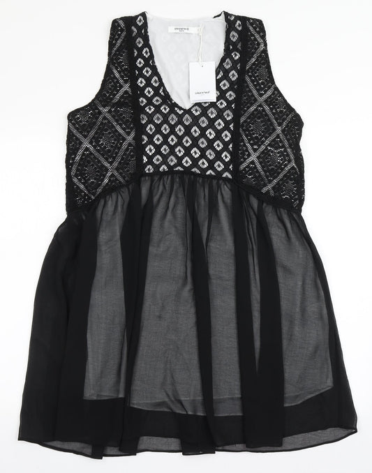 Sweewe Womens Black  Polyester Fit & Flare  Size M  V-Neck Pullover