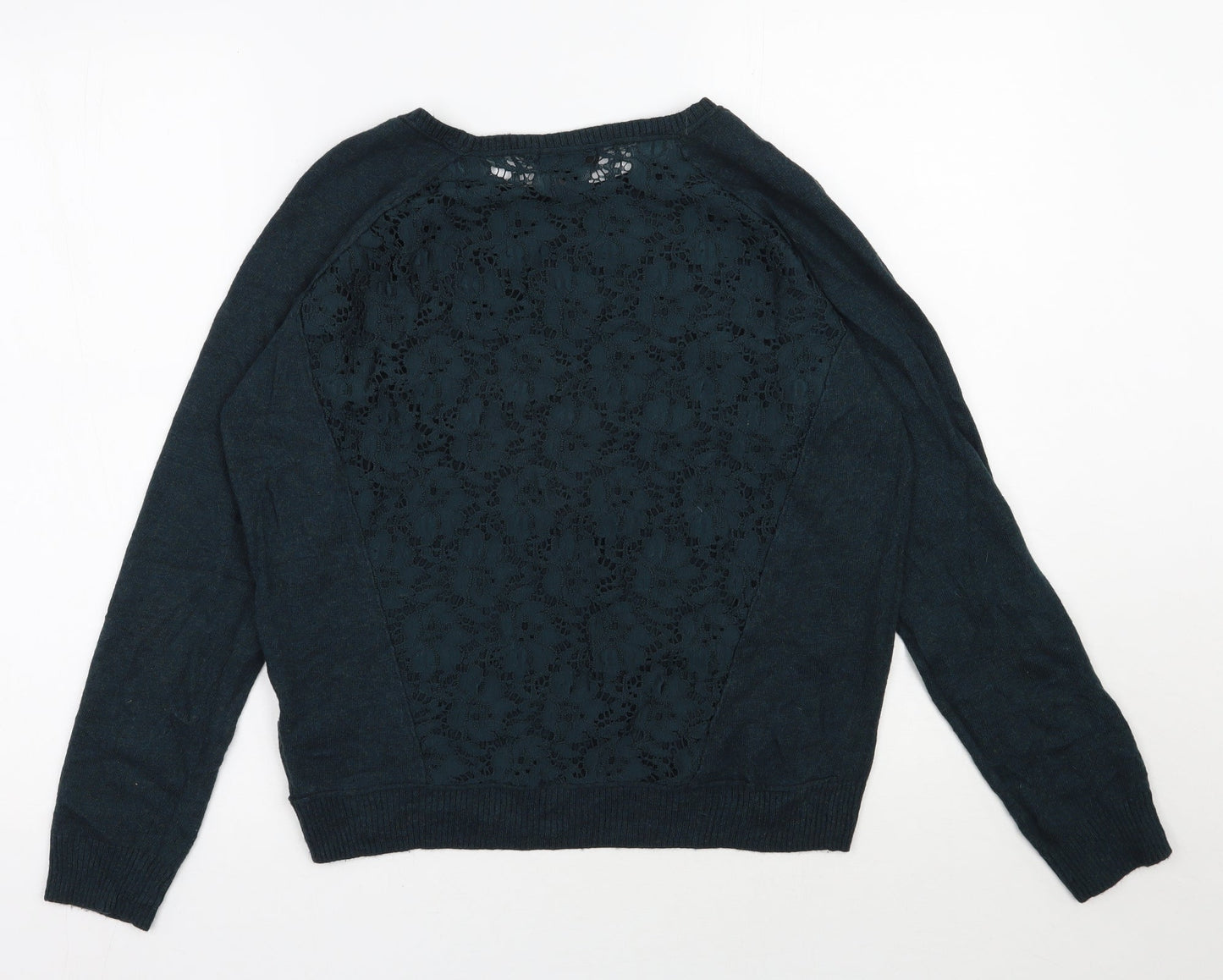 Topshop Womens Green Round Neck  Viscose Pullover Jumper Size 8