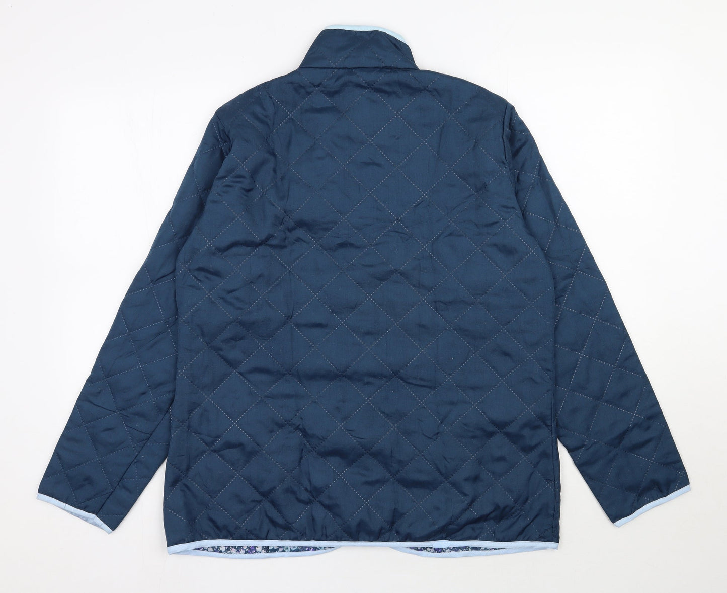 Nathalie Andersen Womens Blue Argyle/Diamond  Jacket  Size 14  Snap