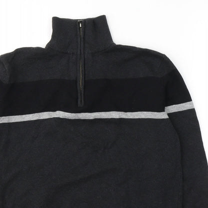 Tu Mens Black  Cotton Pullover Sweatshirt Size S