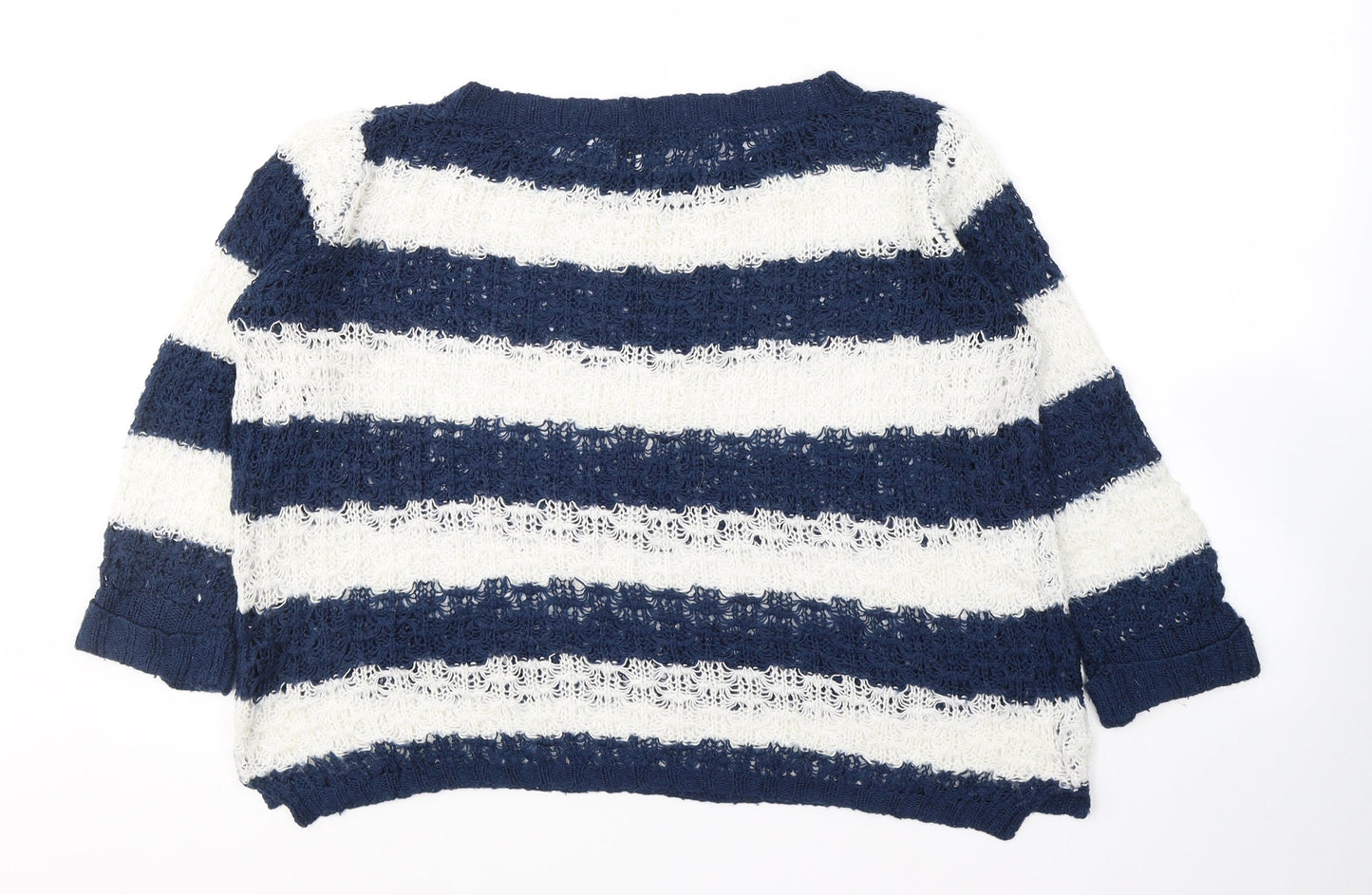 Atmosphere Womens Blue Round Neck Striped Acrylic Pullover Jumper Size 10
