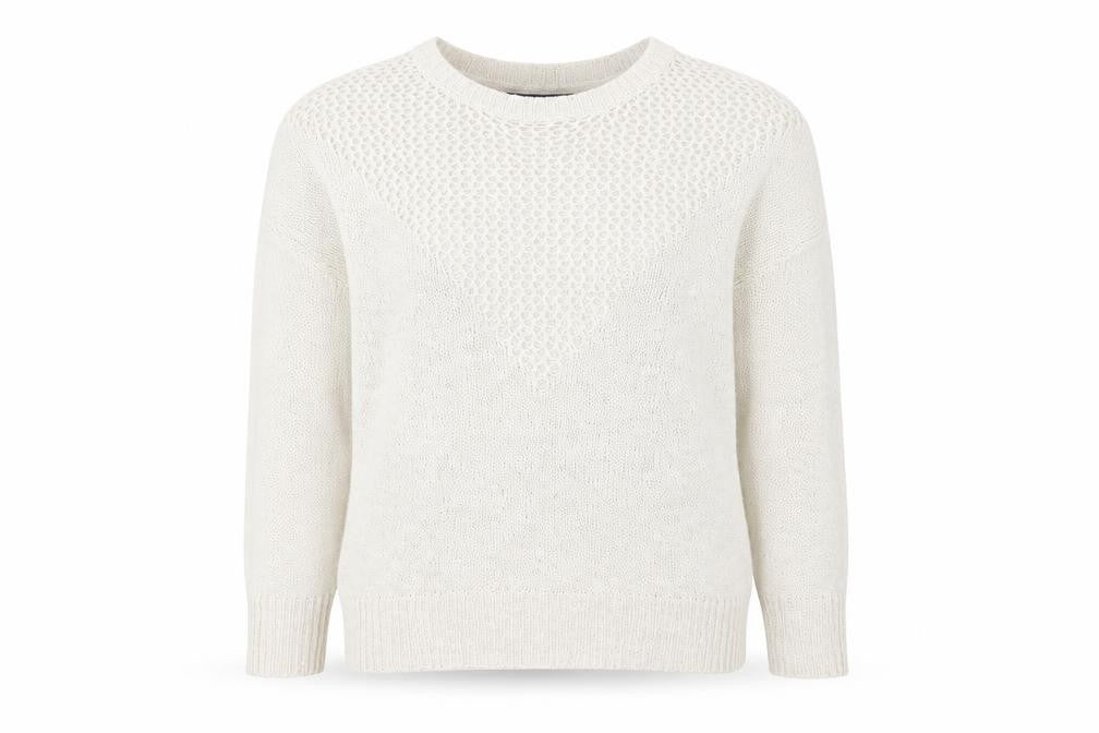 Paper Crane Womens Ivory V-Neck  Polyester Pullover Jumper Size S