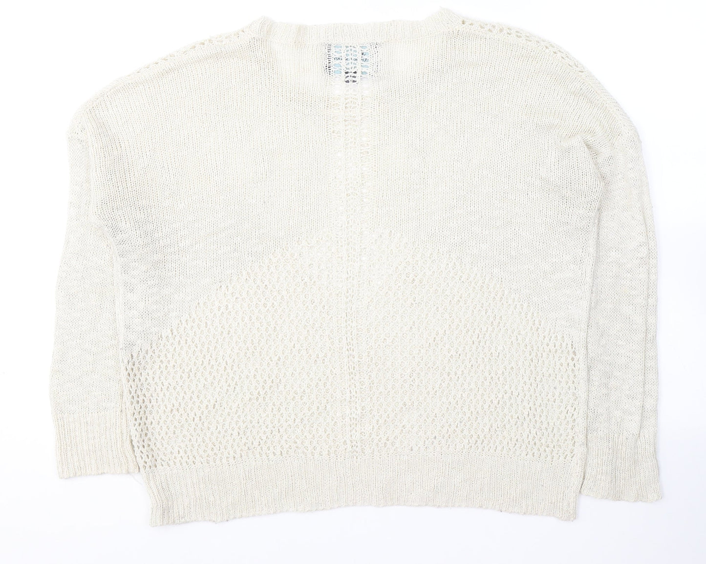 Paper Crane Womens Ivory V-Neck  Polyester Pullover Jumper Size S