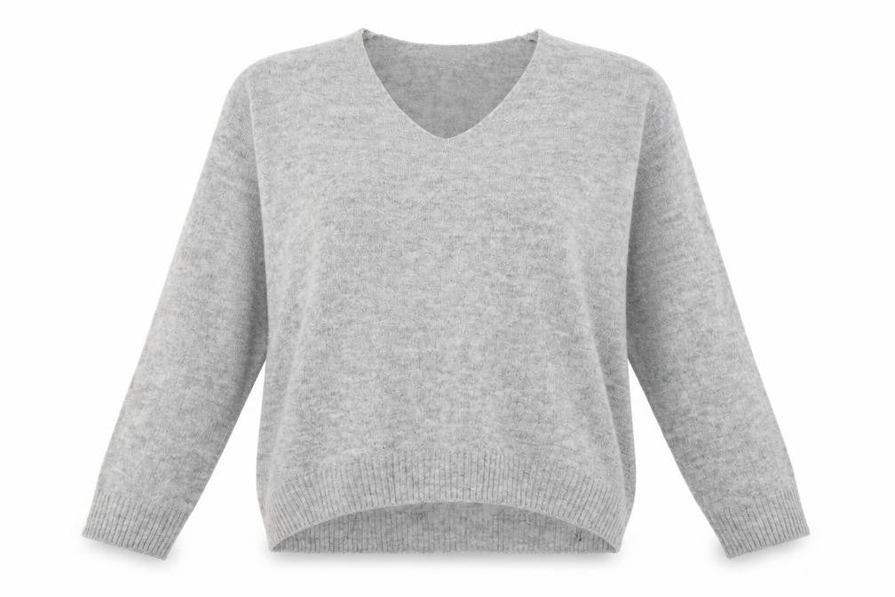 H&M Womens Grey V-Neck  Acrylic Pullover Jumper Size S