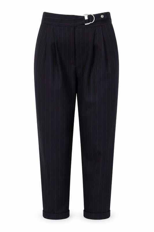 Topshop Womens Black Striped Polyester Trousers  Size 10 L28 in Regular Hook & Eye