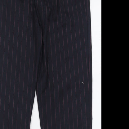 Topshop Womens Black Striped Polyester Trousers  Size 10 L28 in Regular Hook & Eye