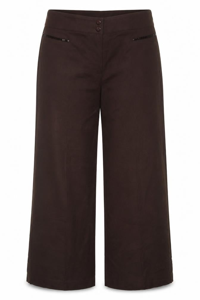 Gold Womens Brown  Polyester Trousers  Size 14 L28 in Regular Button