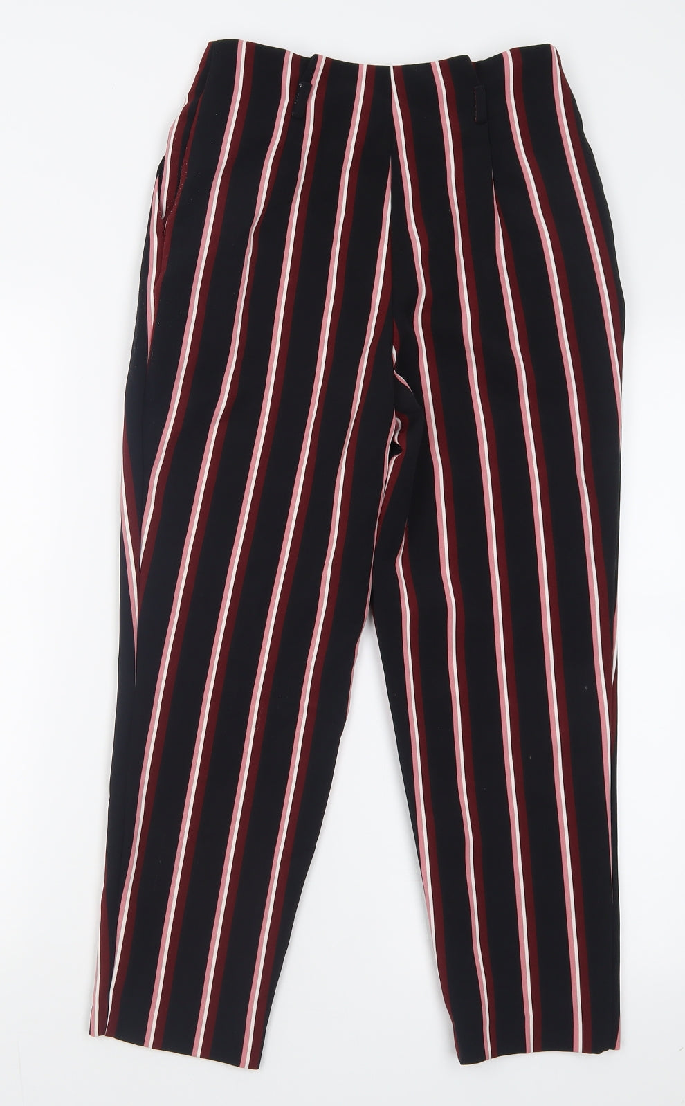 Miss Selfridge Womens Black Striped Polyester Trousers  Size 8 L24 in Regular