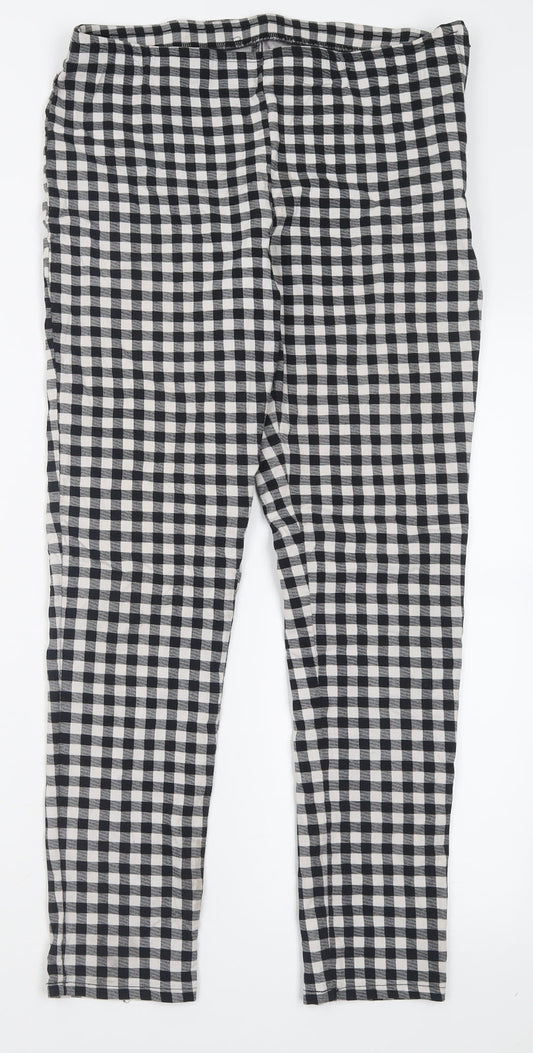 Atmosphere Womens Black Check Viscose Trousers  Size 14 L28 in Regular Zip