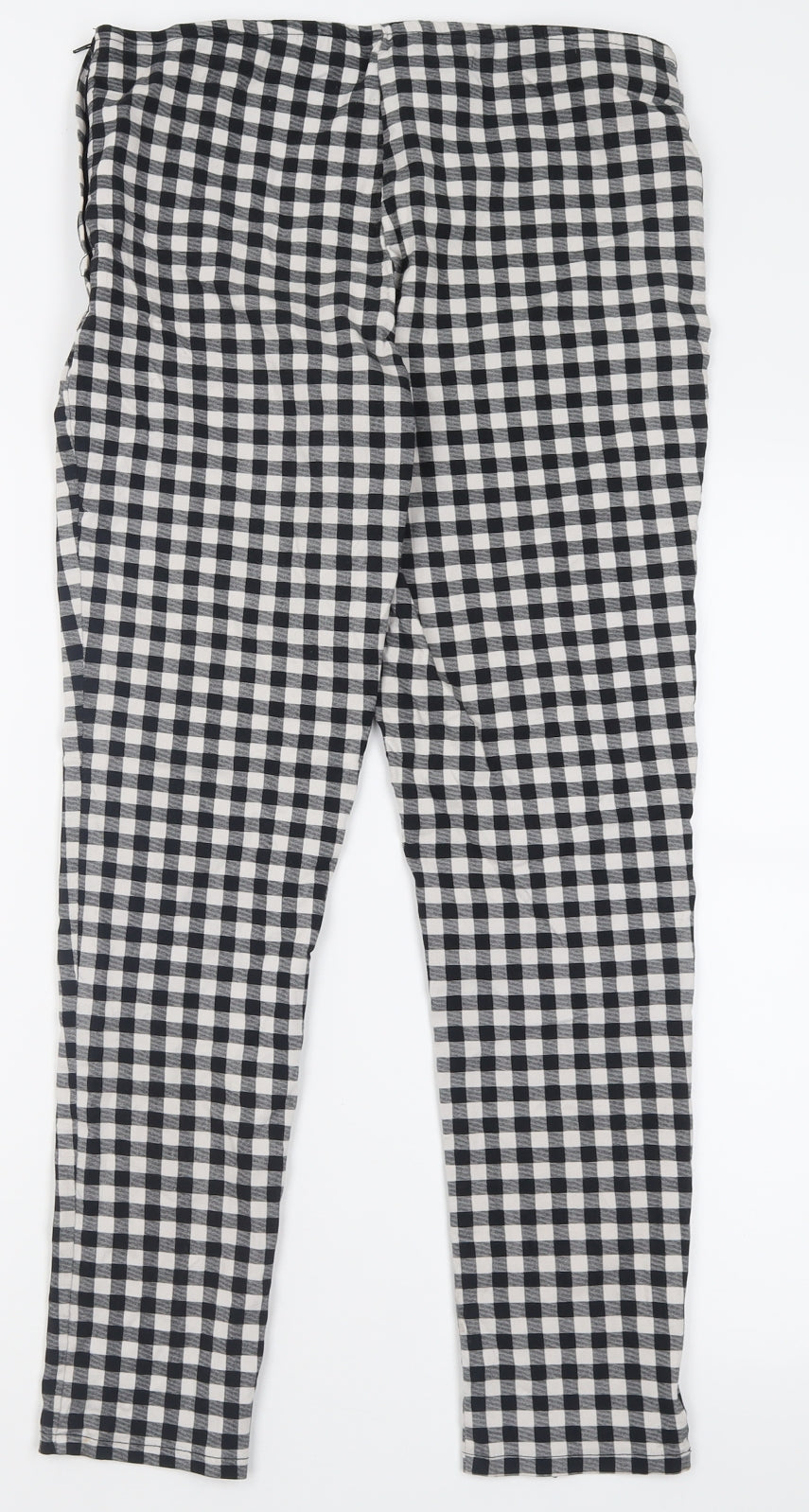 Atmosphere Womens Black Check Viscose Trousers  Size 14 L28 in Regular Zip