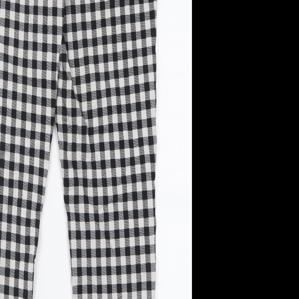 Atmosphere Womens Black Check Viscose Trousers  Size 14 L28 in Regular Zip