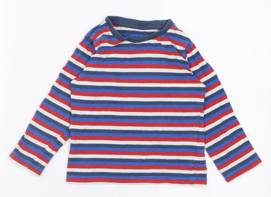 Mothercare Boys Blue Striped Cotton Basic Casual Size 2 Years Crew Neck Pullover