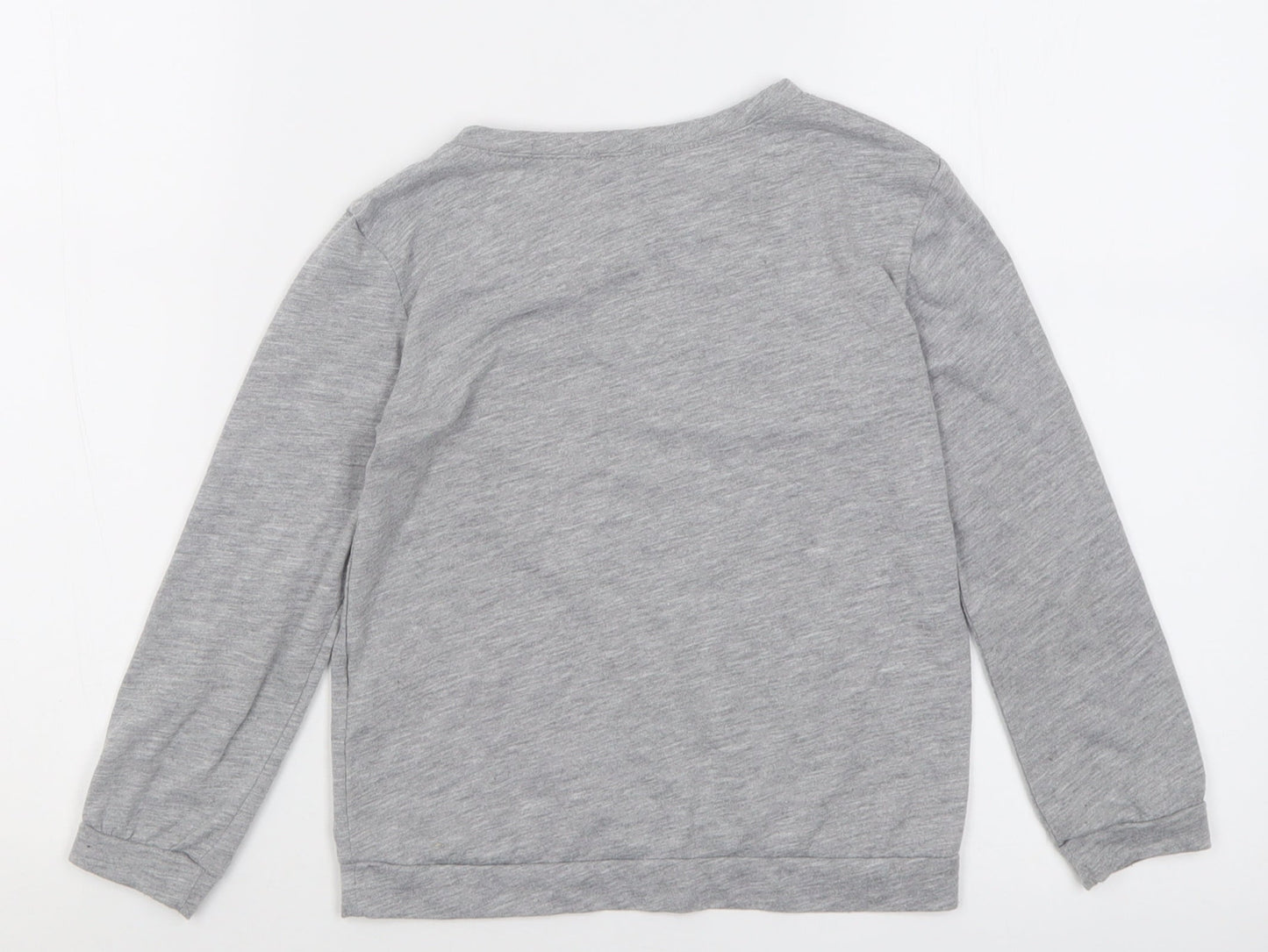 In the Style Girls Grey  Polyester Basic Casual Size 5-6 Years Crew Neck Pullover - Christmas