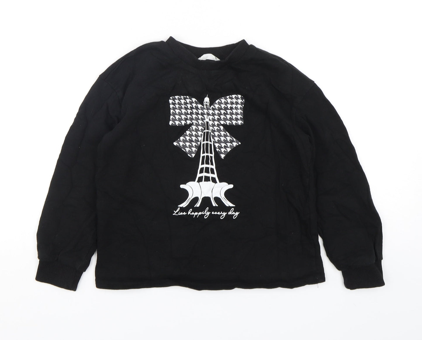 Shein  Girls Black  Cotton Pullover Sweatshirt Size 9 Years  Pullover