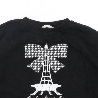 SHEIN Girls Black  Cotton Pullover Sweatshirt Size 9 Years  Pullover