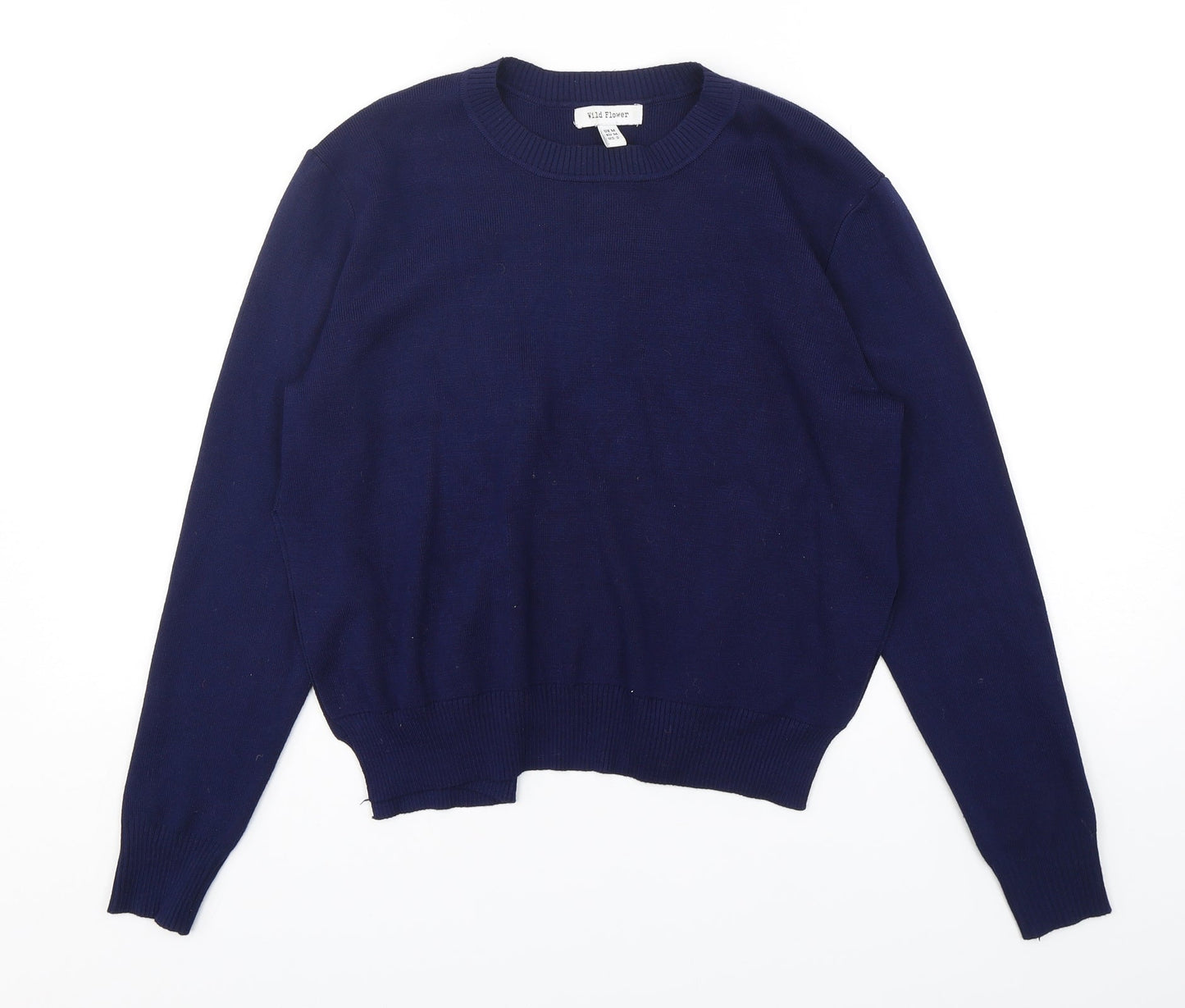 Wild Flower  Womens Blue Round Neck  Viscose Pullover Jumper Size M