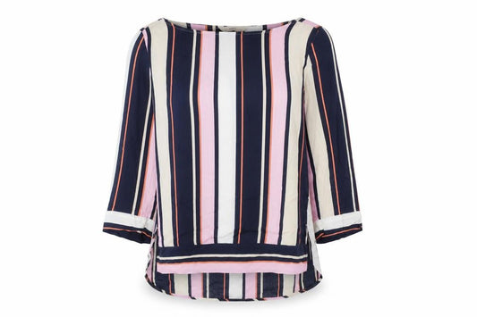 NEXT Womens Multicoloured Striped Viscose Basic Blouse Size 12 Round Neck