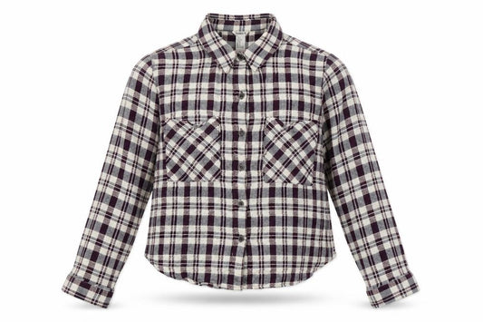 FOREVER 21 Womens Multicoloured Plaid Cotton Cropped Button-Up Size S Collared