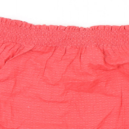 Preloved Primark Womens Pink  Cotton Basic Blouse Size 6 Boat Neck - Detail