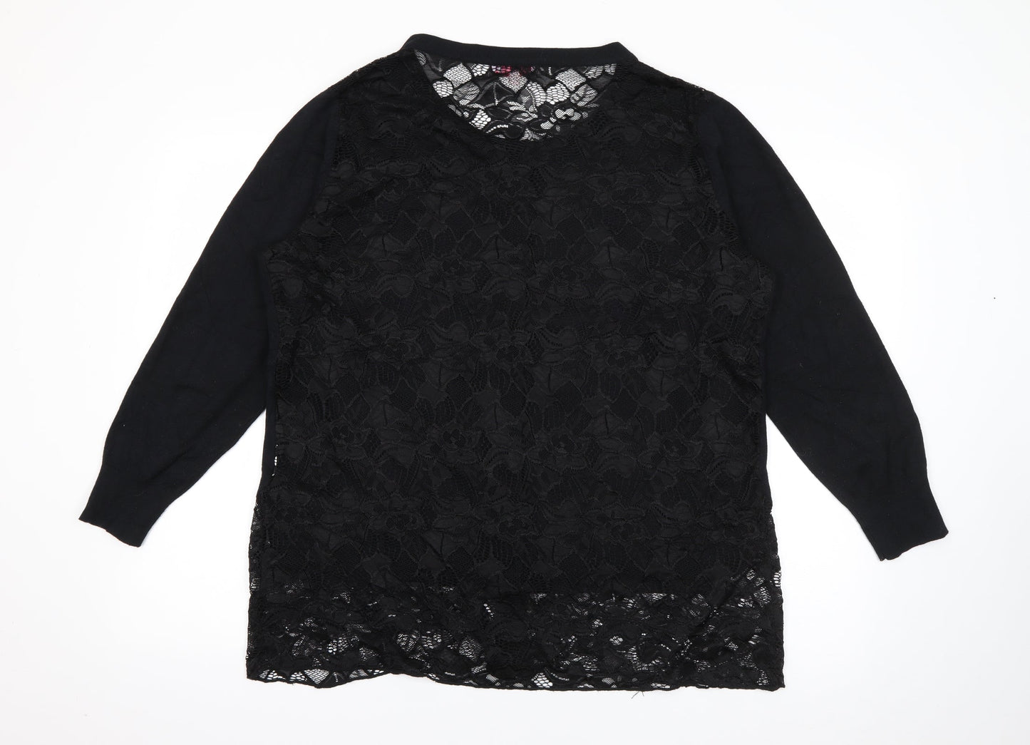 Michele Hope Womens Black Round Neck  Acrylic Cardigan Jumper Size 18