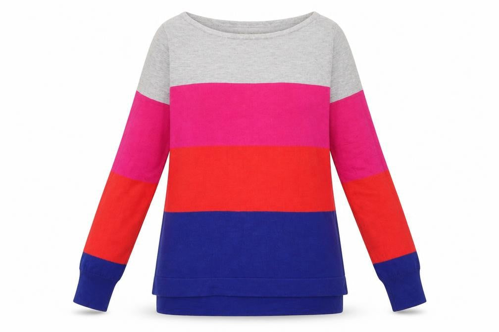 Nutmeg Womens Multicoloured Scoop Neck Striped Viscose Pullover Jumper Size 8