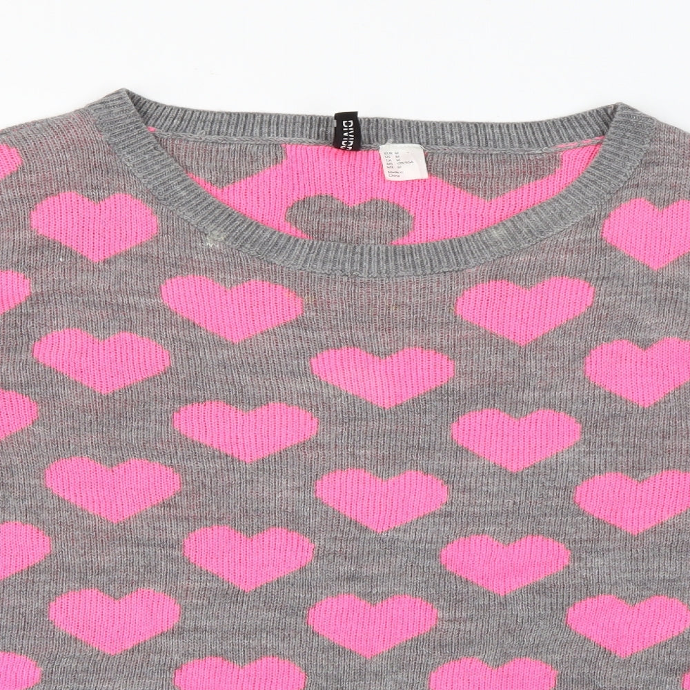 H&M Womens Grey Scoop Neck  Acrylic Pullover Jumper Size M