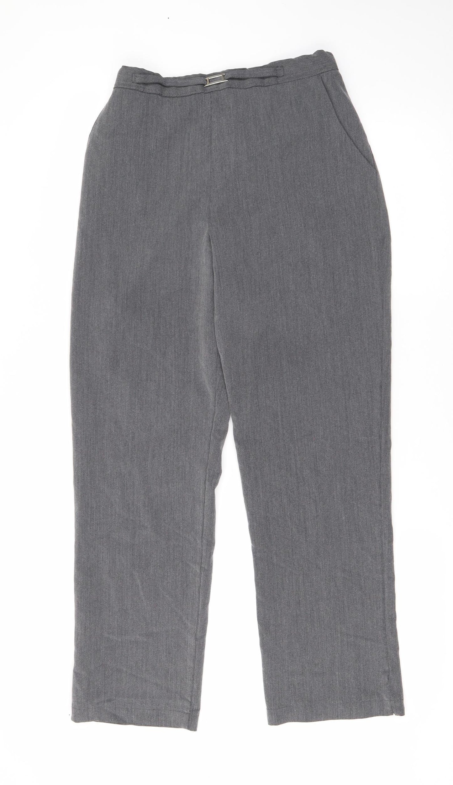 Preworn Womens Grey  Polyester Trousers  Size 14 L26.5 in Regular