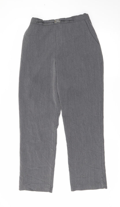 Preworn Womens Grey  Polyester Trousers  Size 14 L26.5 in Regular