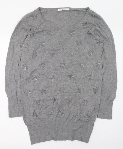 Klass Womens Grey Scoop Neck  Viscose Pullover Jumper Size 8