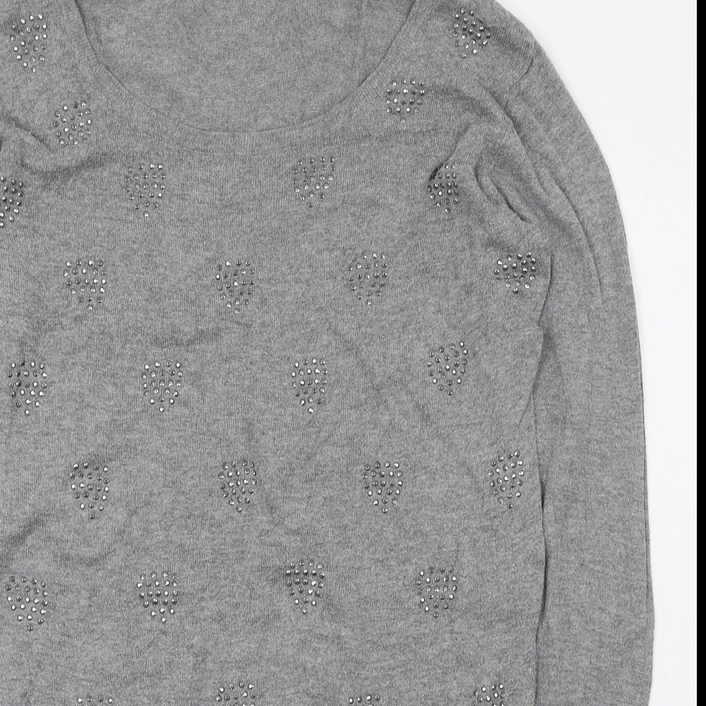 Klass Womens Grey Scoop Neck  Viscose Pullover Jumper Size 8