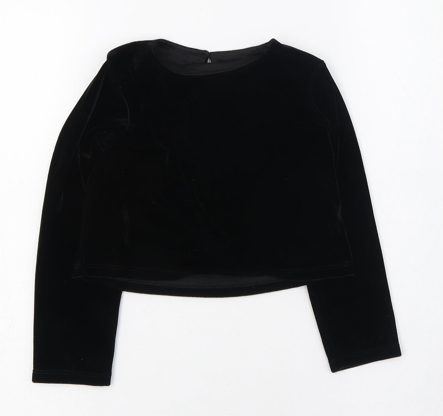 Dunnes Stores Girls Black  Polyester Basic T-Shirt Size 5 Years Round Neck Button