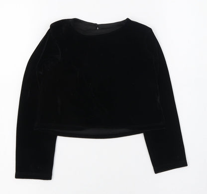 Dunnes Girls Black  Polyester Basic T-Shirt Size 5 Years Round Neck Button
