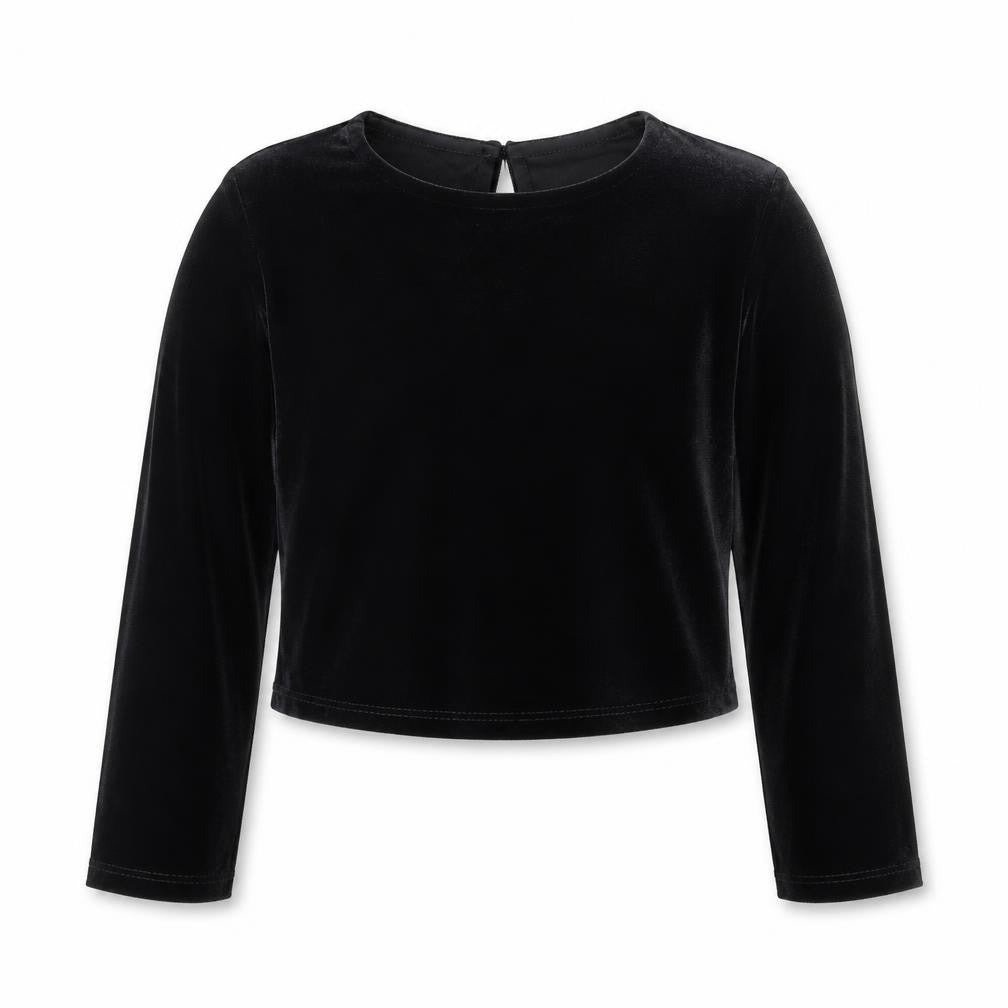 Dunnes Stores Girls Black  Polyester Basic T-Shirt Size 5 Years Round Neck Button
