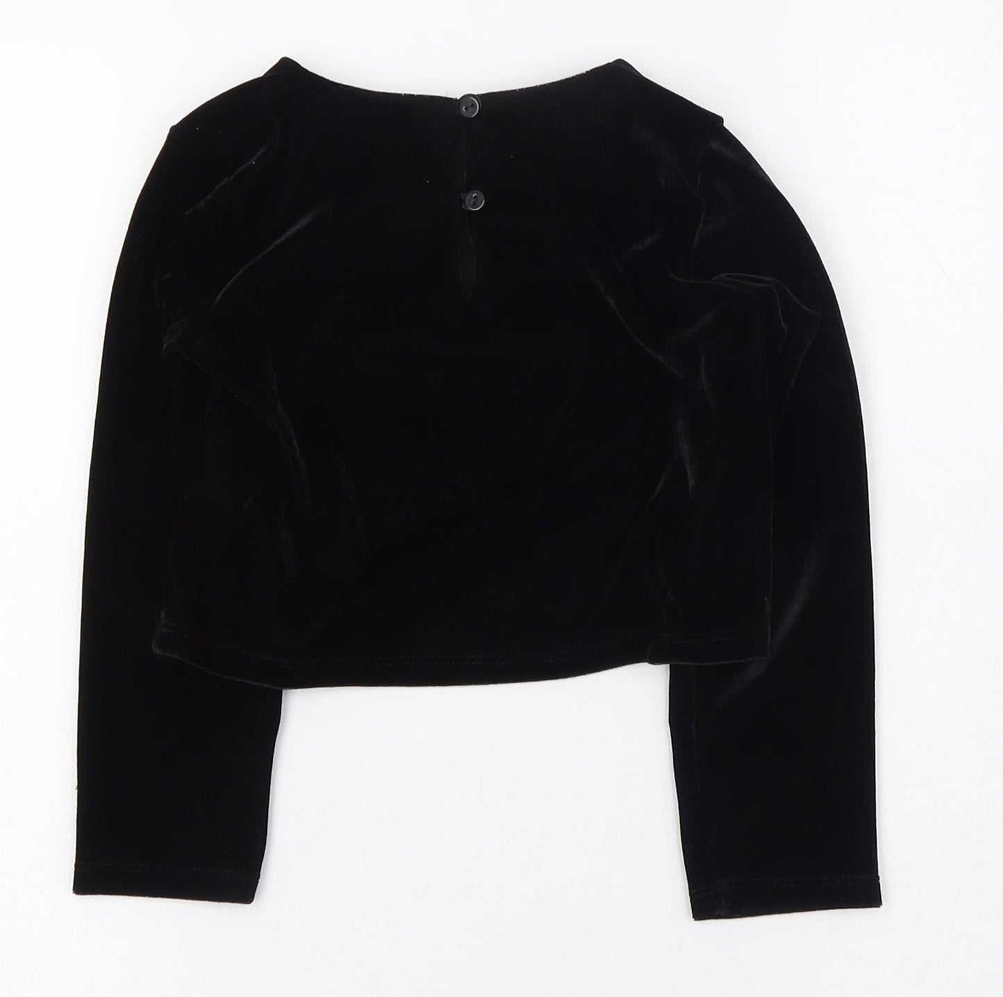 Dunnes Stores Girls Black  Polyester Basic T-Shirt Size 5 Years Round Neck Button