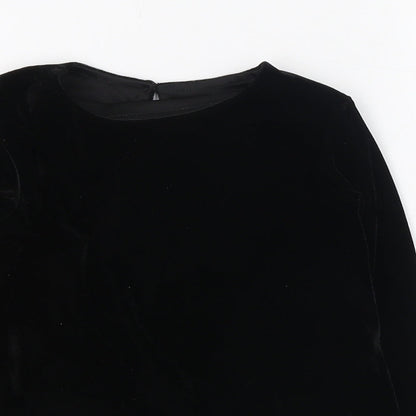Dunnes Girls Black  Polyester Basic T-Shirt Size 5 Years Round Neck Button