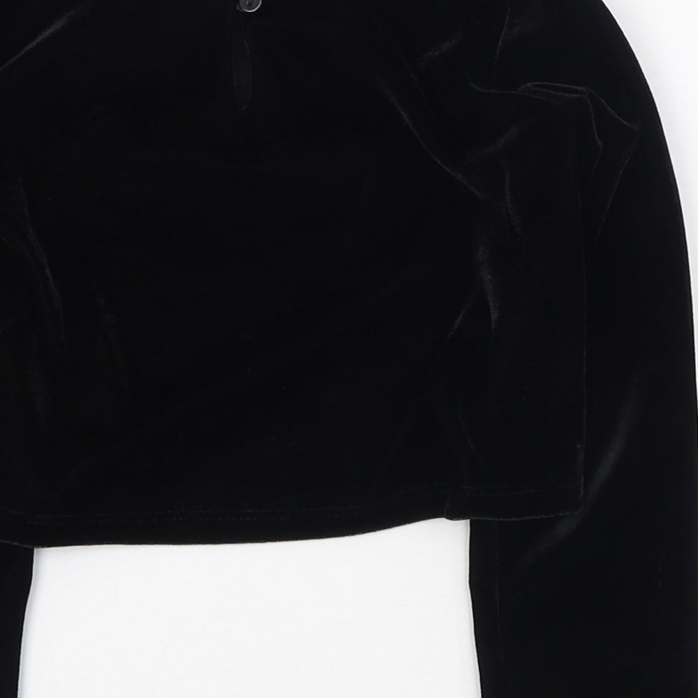 Dunnes Stores Girls Black  Polyester Basic T-Shirt Size 5 Years Round Neck Button