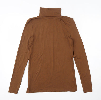 Preloved Hallhuber Womens Brown  Viscose Basic T-Shirt Size S Roll Neck - Front