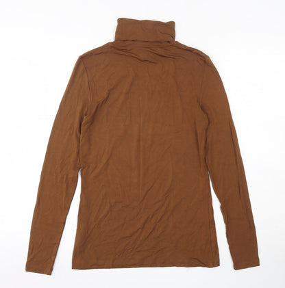 Preloved Hallhuber Womens Brown  Viscose Basic T-Shirt Size S Roll Neck - Back