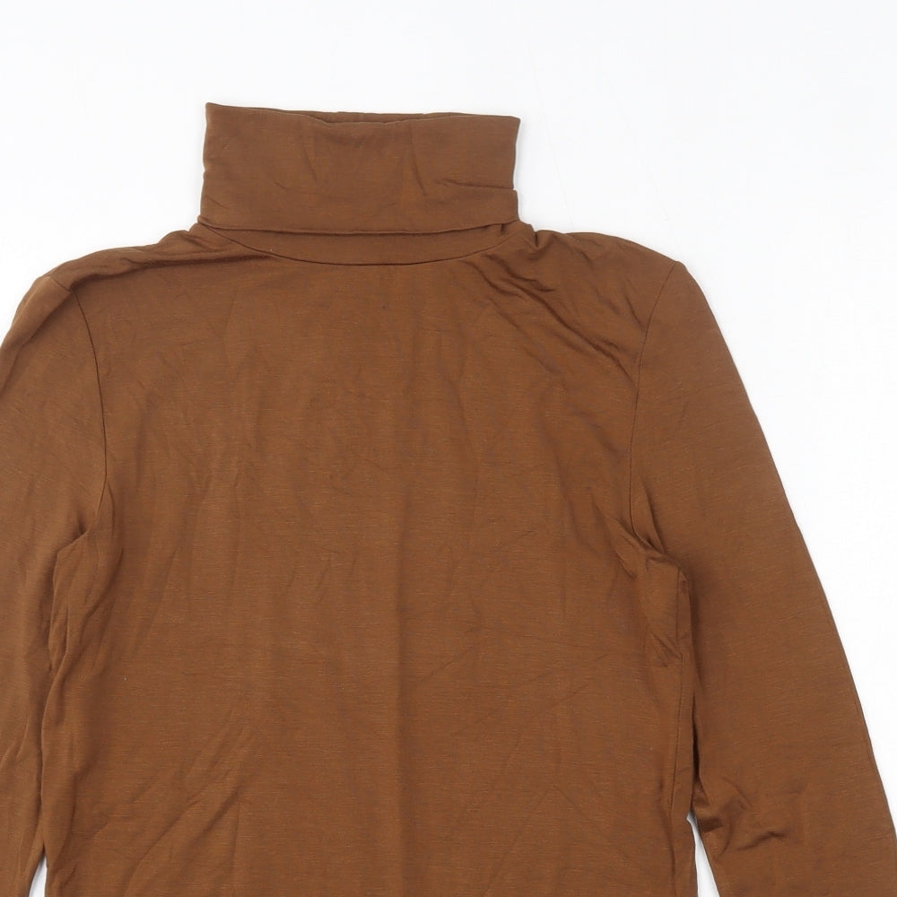 Hallhuber Womens Brown  Viscose Basic T-Shirt Size S Roll Neck