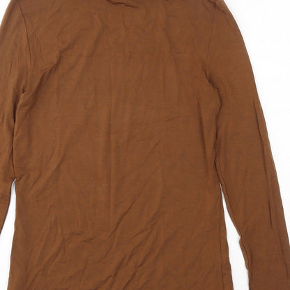 Preloved Hallhuber Womens Brown  Viscose Basic T-Shirt Size S Roll Neck - Label