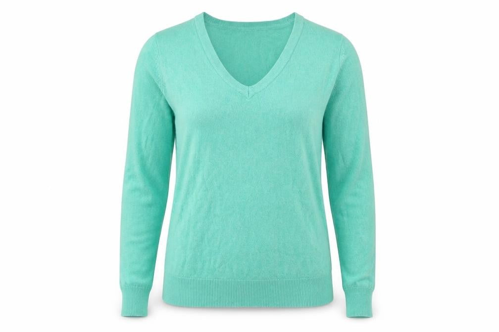Pep & co  Womens Green V-Neck  Acrylic Pullover Jumper Size 12