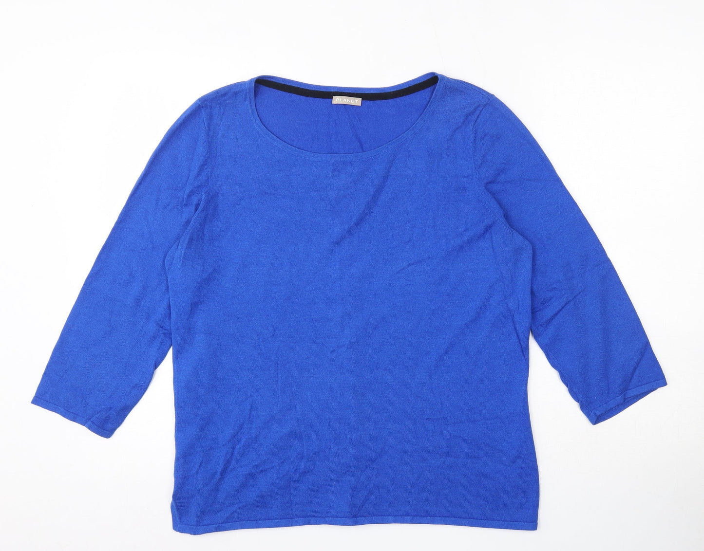 Planet Womens Blue Round Neck  Viscose Pullover Jumper Size M