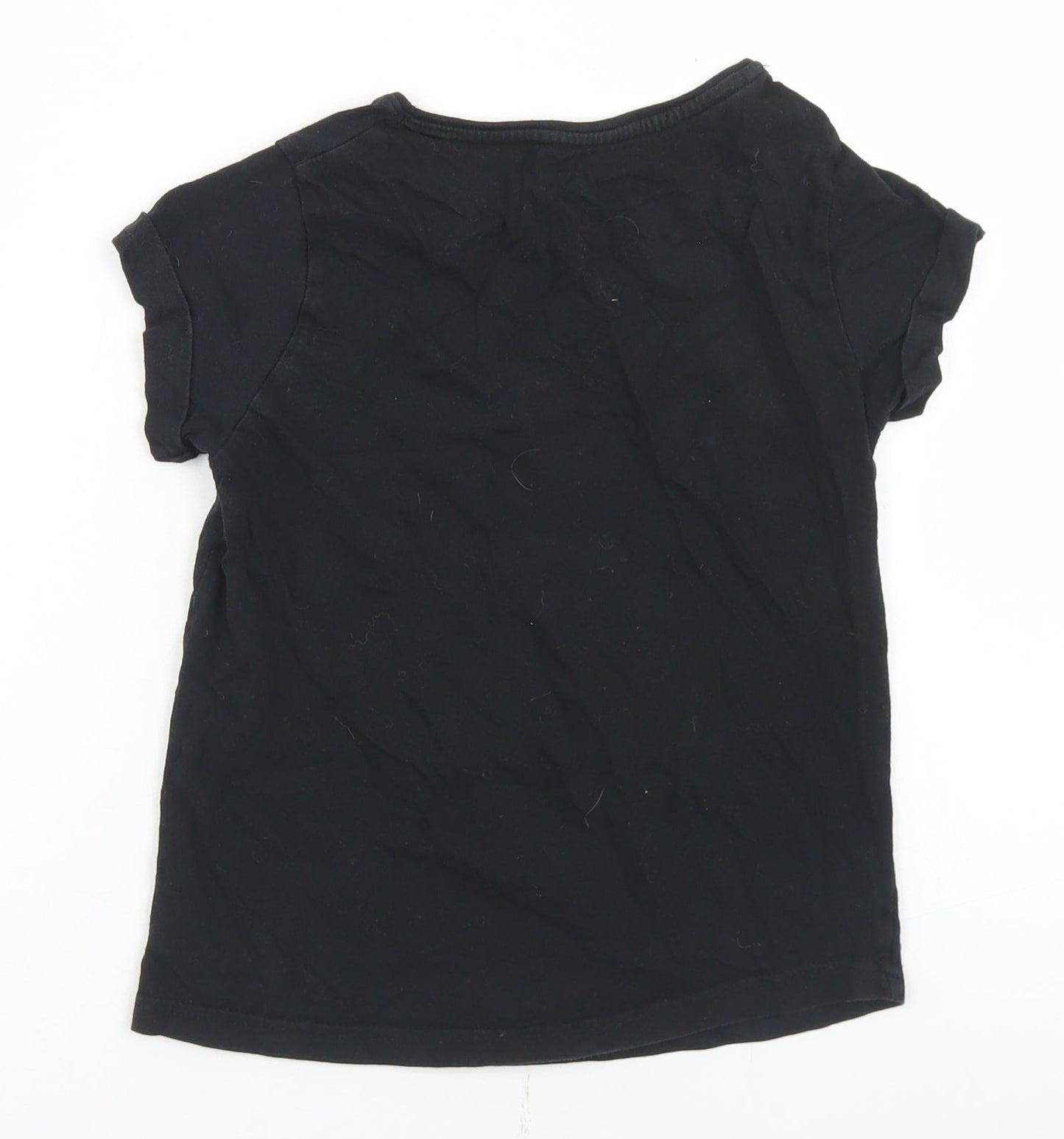 Primark Girls Black  Cotton Basic T-Shirt Size 8-9 Years Round Neck  - Squad
