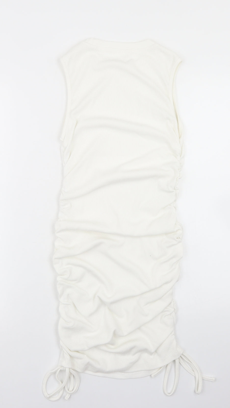 Preworn Womens White  Cotton Bodycon  Size S  Mock Neck