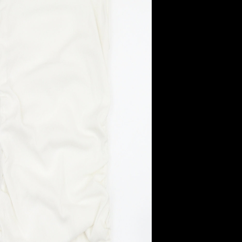 Preworn Womens White  Cotton Bodycon  Size S  Mock Neck
