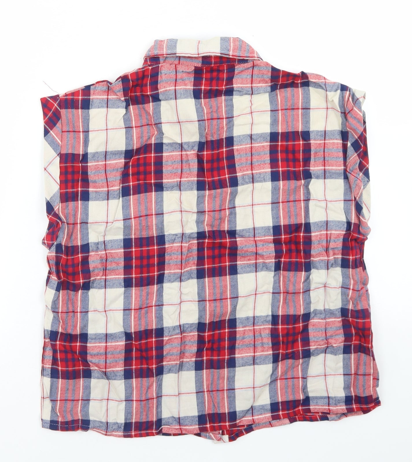 New Look Womens Red Plaid Cotton Basic Button-Up Size 10 Collared