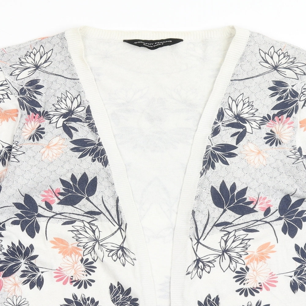 Dorothy Perkins Womens Ivory V-Neck Floral Cotton Cardigan Jumper Size M