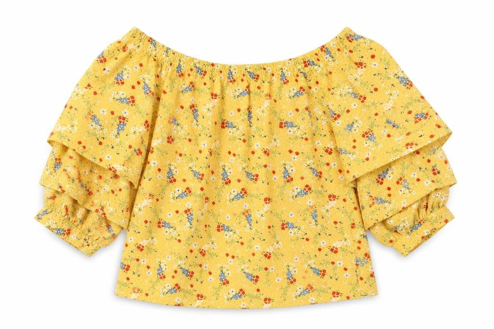 Primark Womens Yellow  Polyester Basic Blouse Size 6 Off the Shoulder