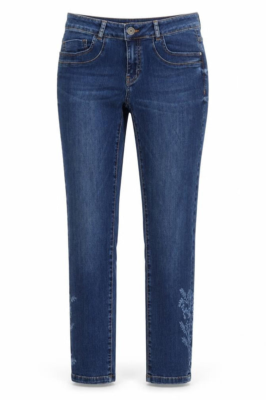 I Say Womens Blue Floral Cotton Skinny Jeans Size 8 L27 in Regular Button