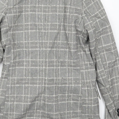H&M Womens Grey Check Polyester Jacket Suit Jacket Size 6
